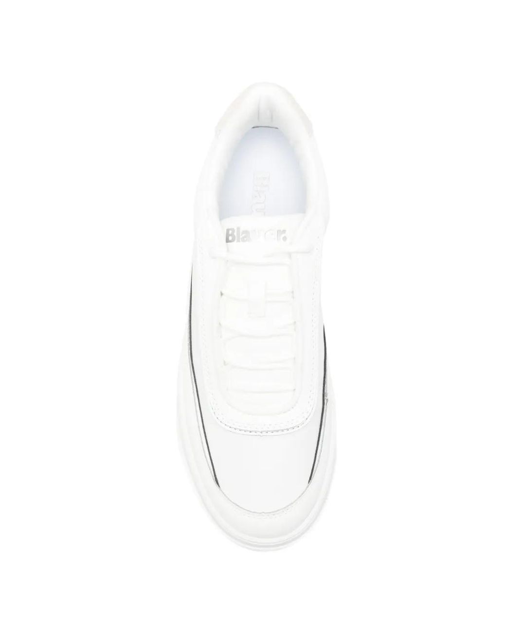 Blauer White Logo-Detail Leather Sneakers for men