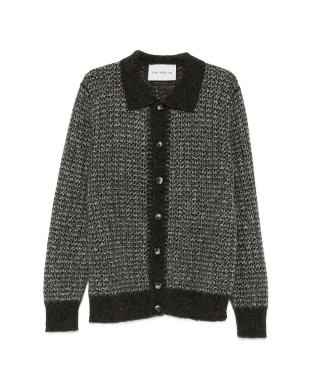 Amaranto Gray Patterned-Knit Cardigan for men