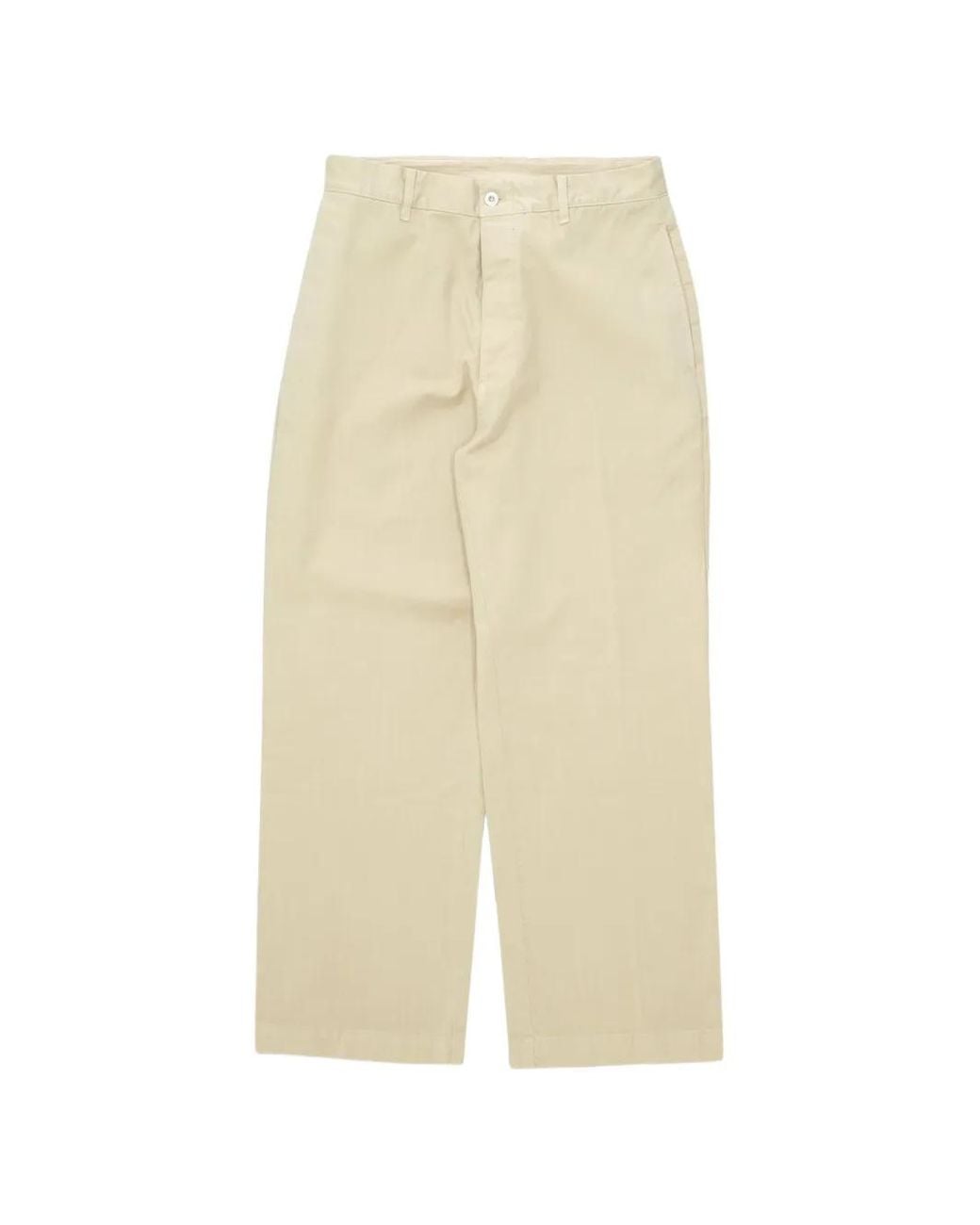 Fortela White Herringbone-Pattern Cotton Trousers for men