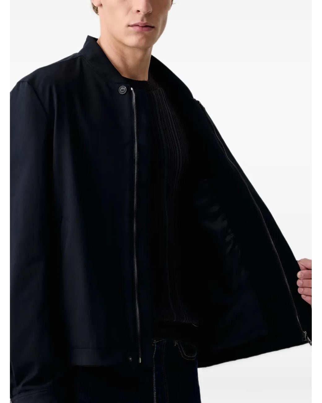 Trussardi Blue Veste Zippée À Logo Brodé for men