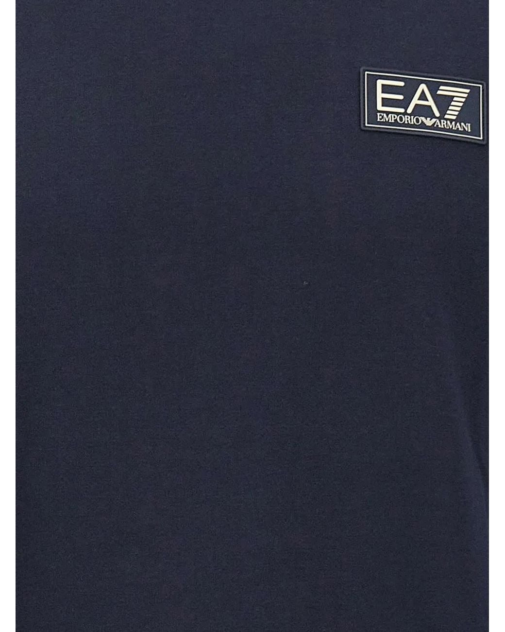 EA7 Blue Logo-Patch T-Shirt for men
