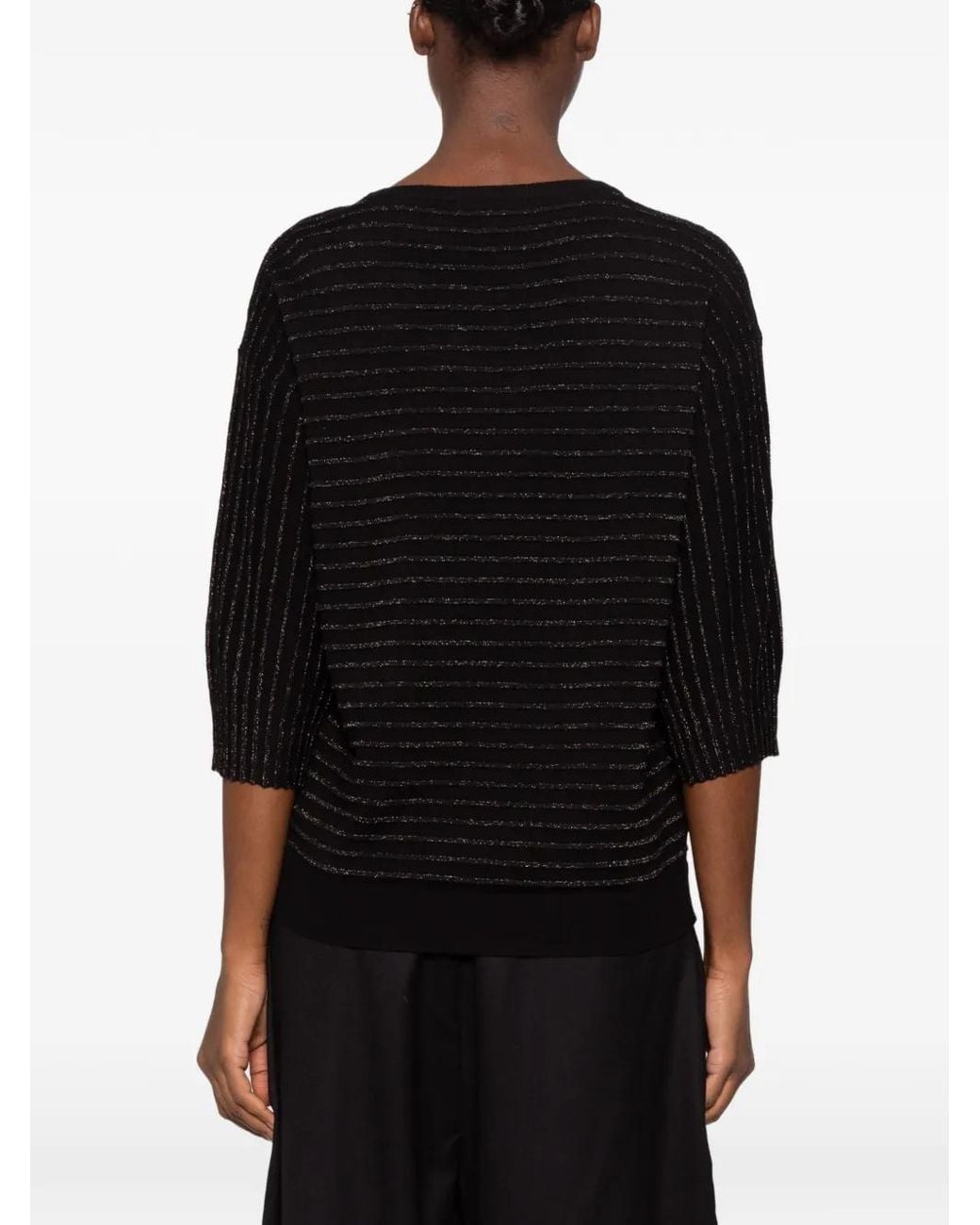Betty Barclay Black Metallic-Stripe Sweater