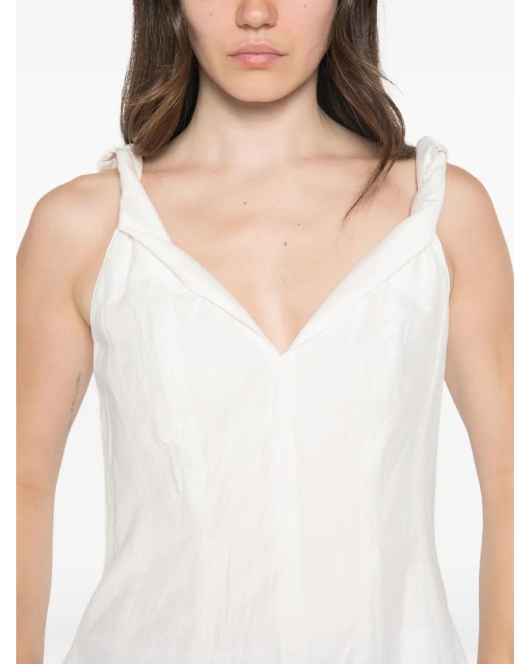 Rohe White Twisted Shoulder Dress