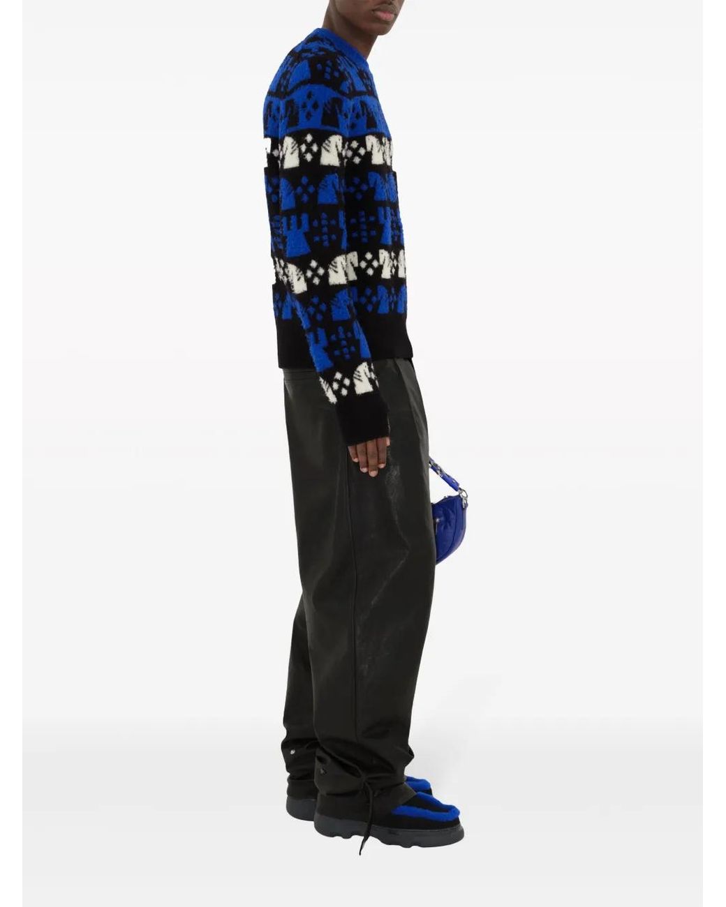 Burberry Blue Chess Wool Blend Sweater for men