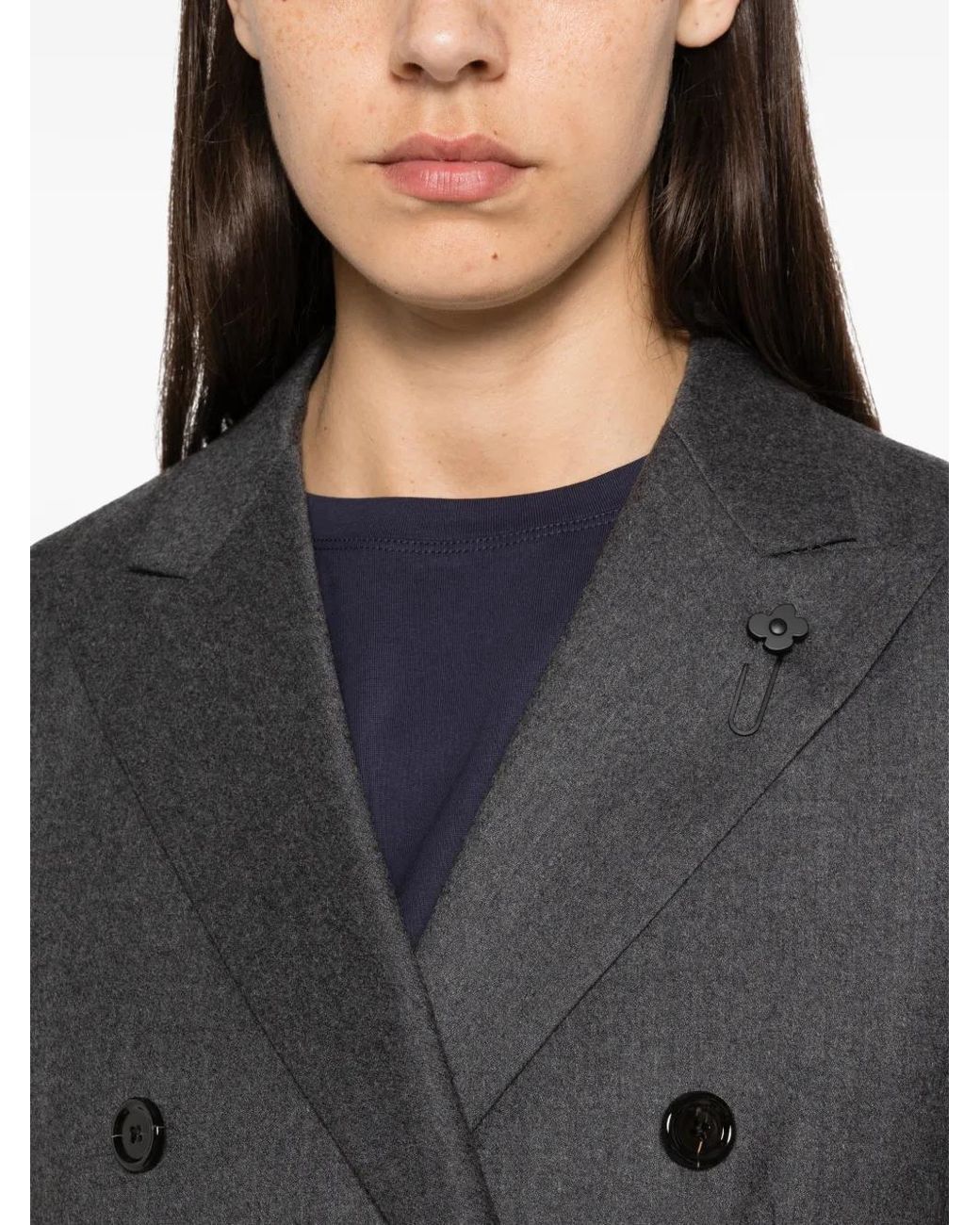 Lardini Gray Double-Breasted Peak-Lapels Jacket