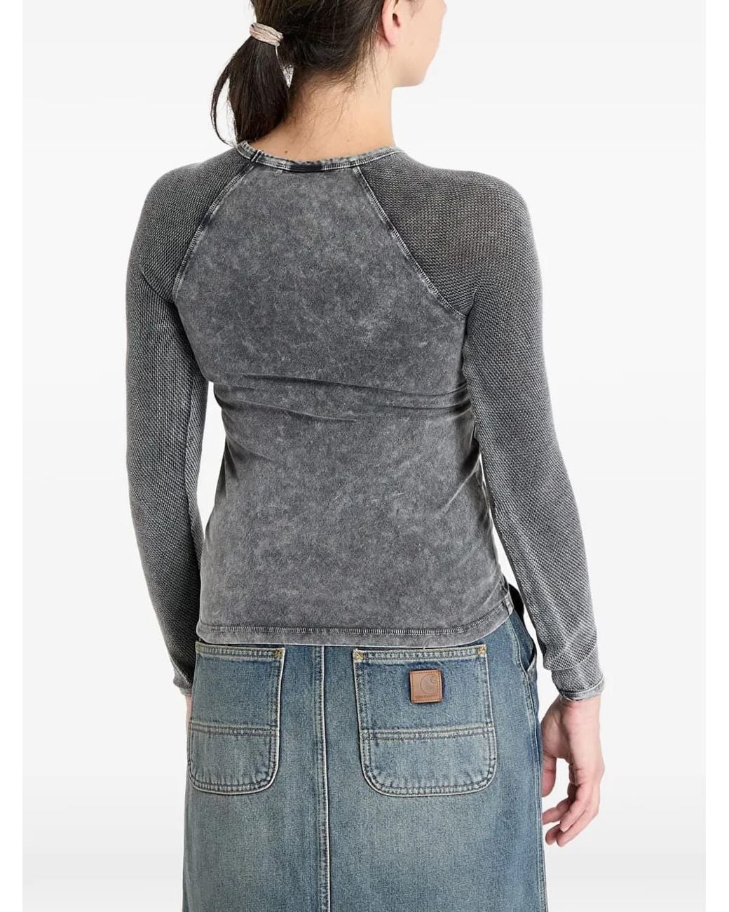 Guess Gray Acid-Wash Long-Sleeve T-Shirt