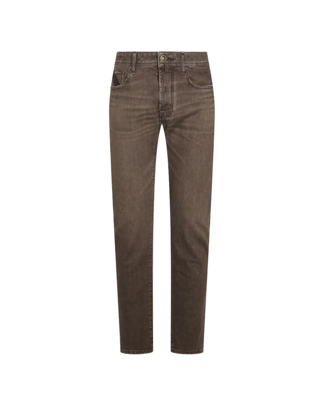 Jacob Cohen Gray Slim Fit Denim Jeans With Leather Logo Label On The Back for men