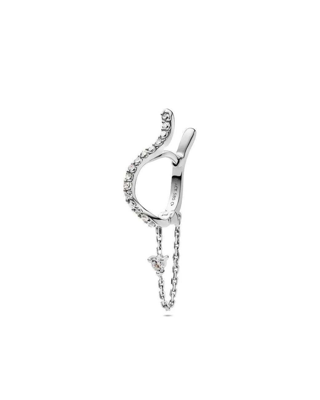 Maria Black White 14K Recycled Versailles Lab-Grown Diamonds Drop Huggie Earring