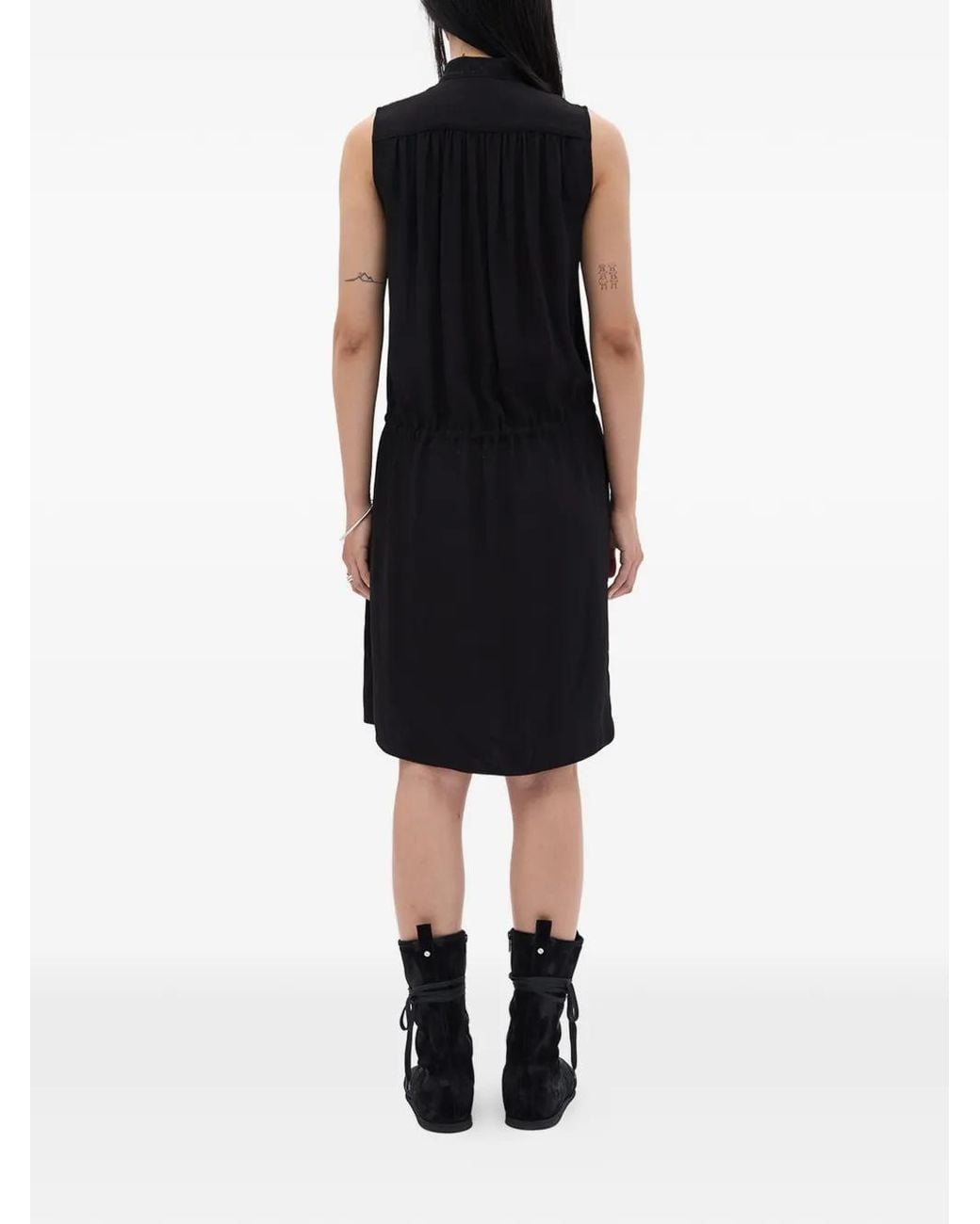 Ann Demeulemeester Black Tie-Detail Midi Dress