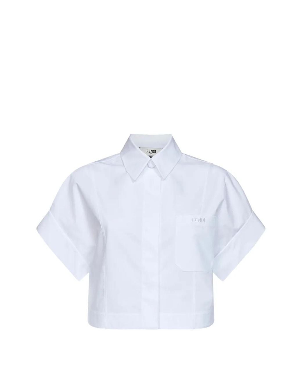 Fendi Blue Cropped Button-Back Shirt