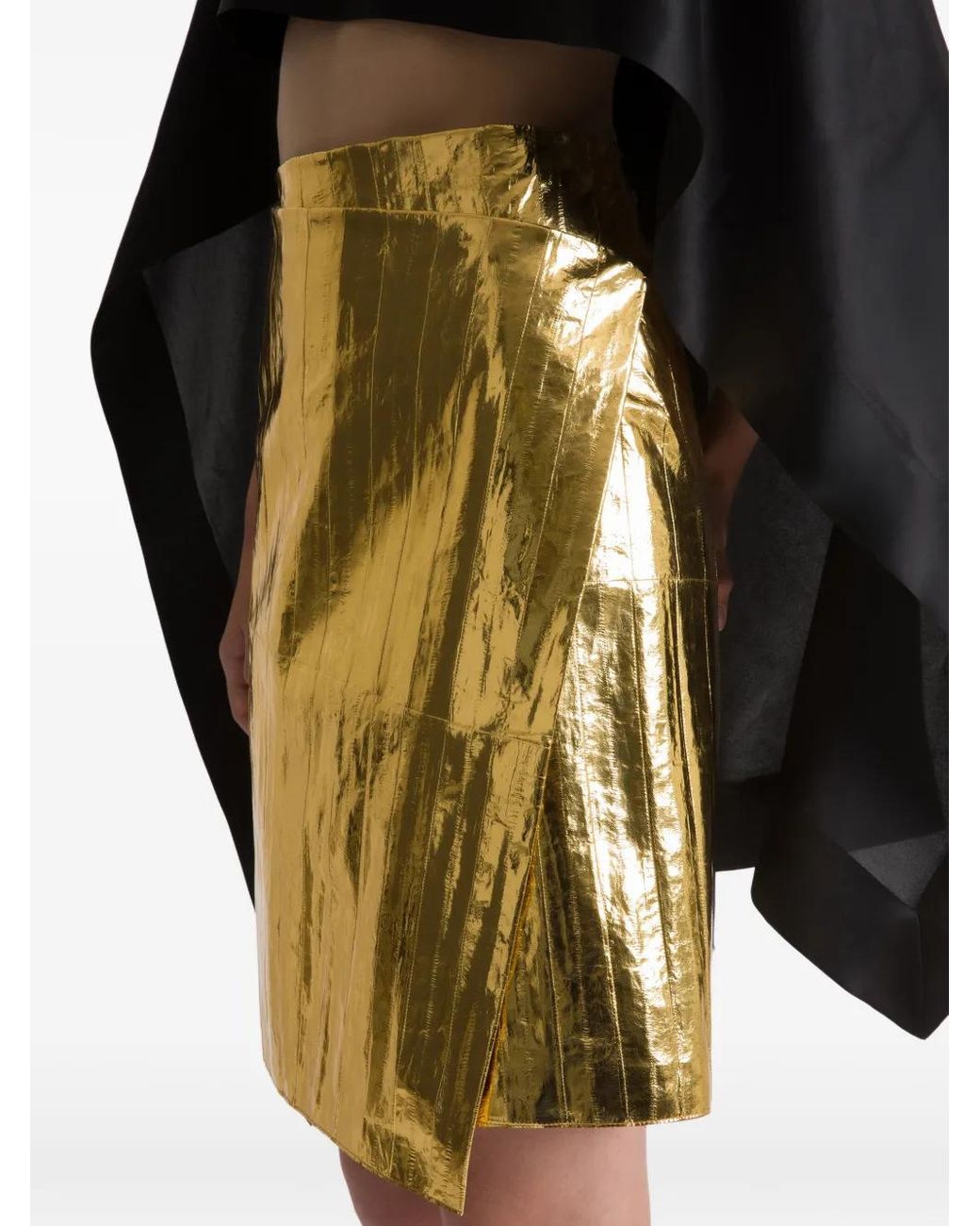 Alberta Ferretti Metallic Slit Skirt