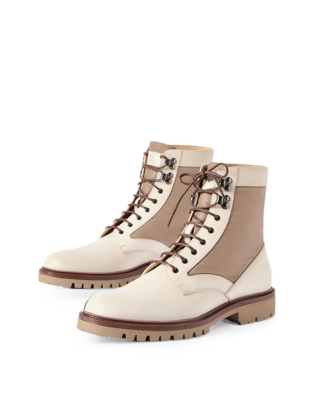 Brunello Cucinelli Natural Polished Calfskin And Techno Cotton Boots for men