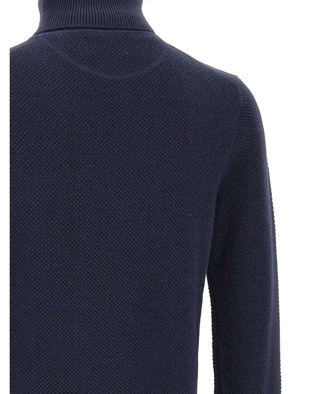 Sun 68 Blue Turtleneck Textured Sweater for men