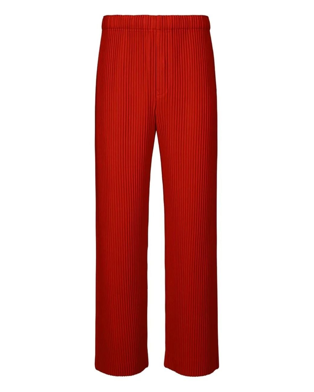 Issey Miyake Red Pleated Pants for men