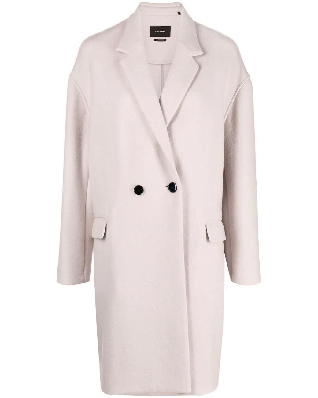 Isabel Marant Natural Double-Breasted Midi Coat