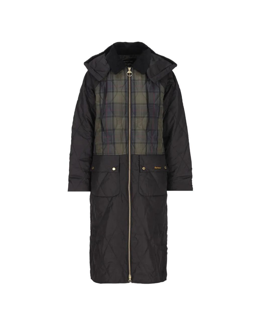 Barbour Black Osbourne Quilted Tartan-Panelled Jacket
