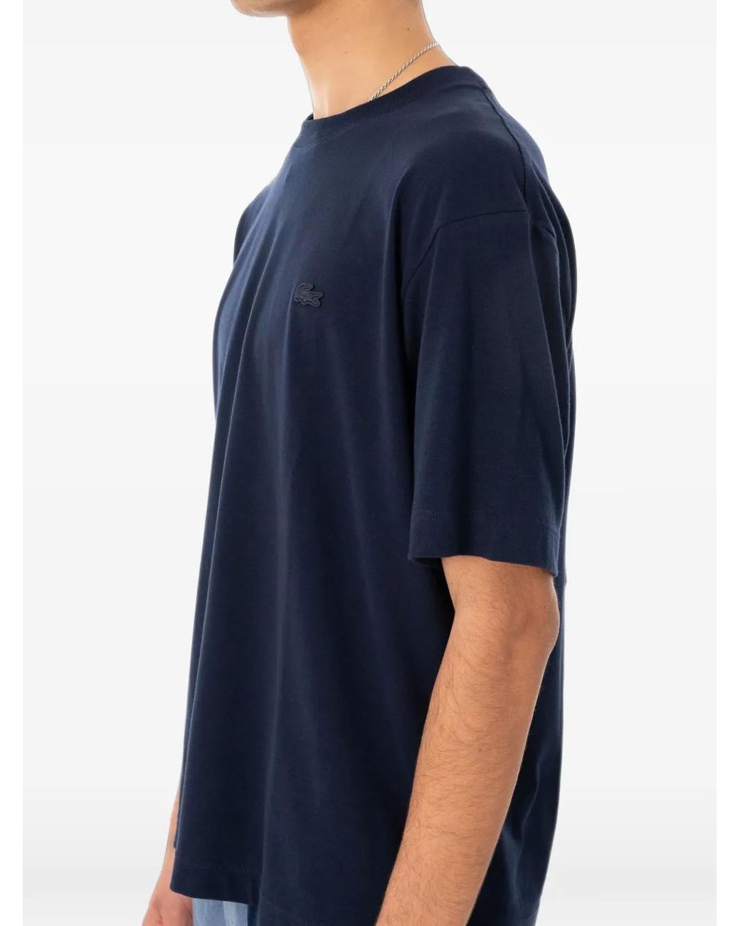 Lacoste Blue Logo-Appliqué Cotton T-Shirt