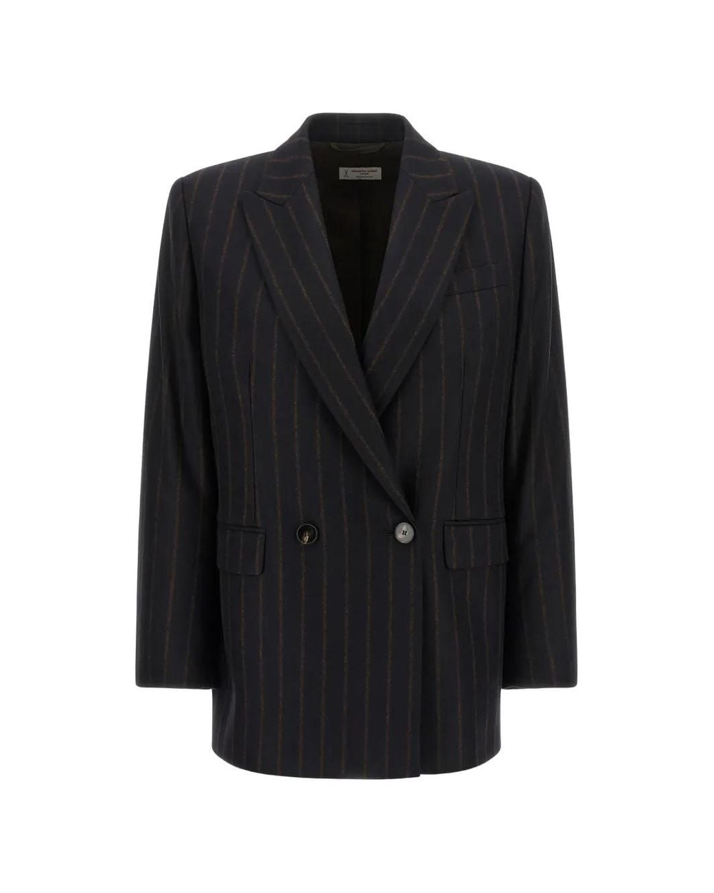 Alberto Biani Black Blazer Croisé À Fines Rayures