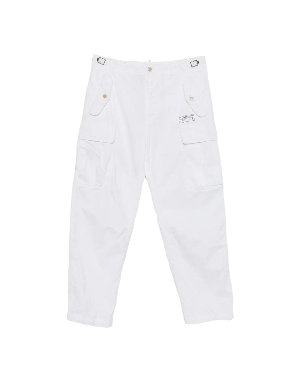 DSquared² White Logo-Patch Flap-Pocket Trousers for men