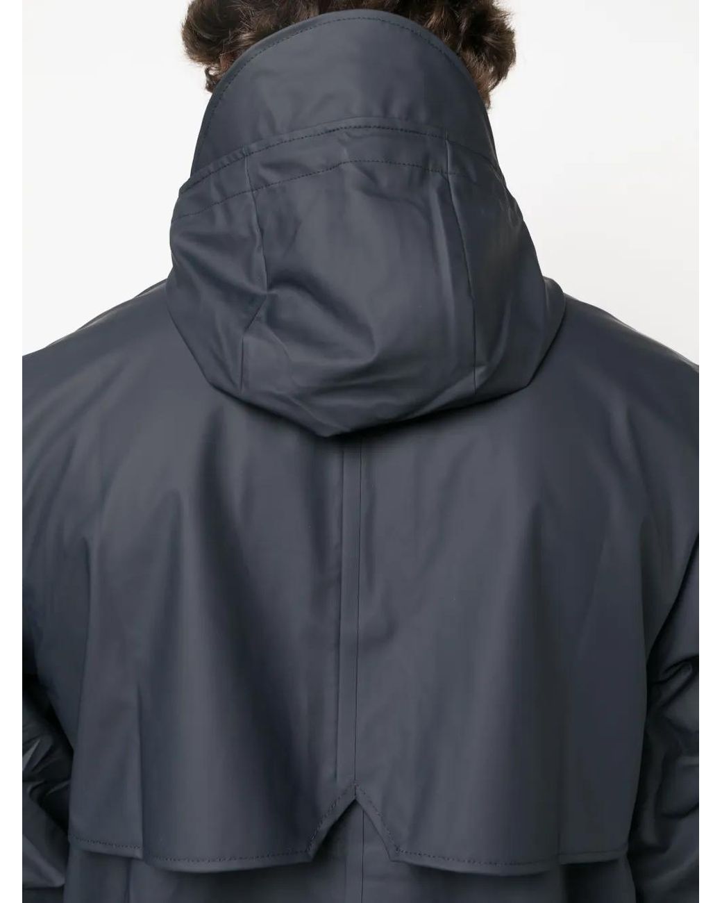 Rains Blue Zip-Up Hooded Raincoat