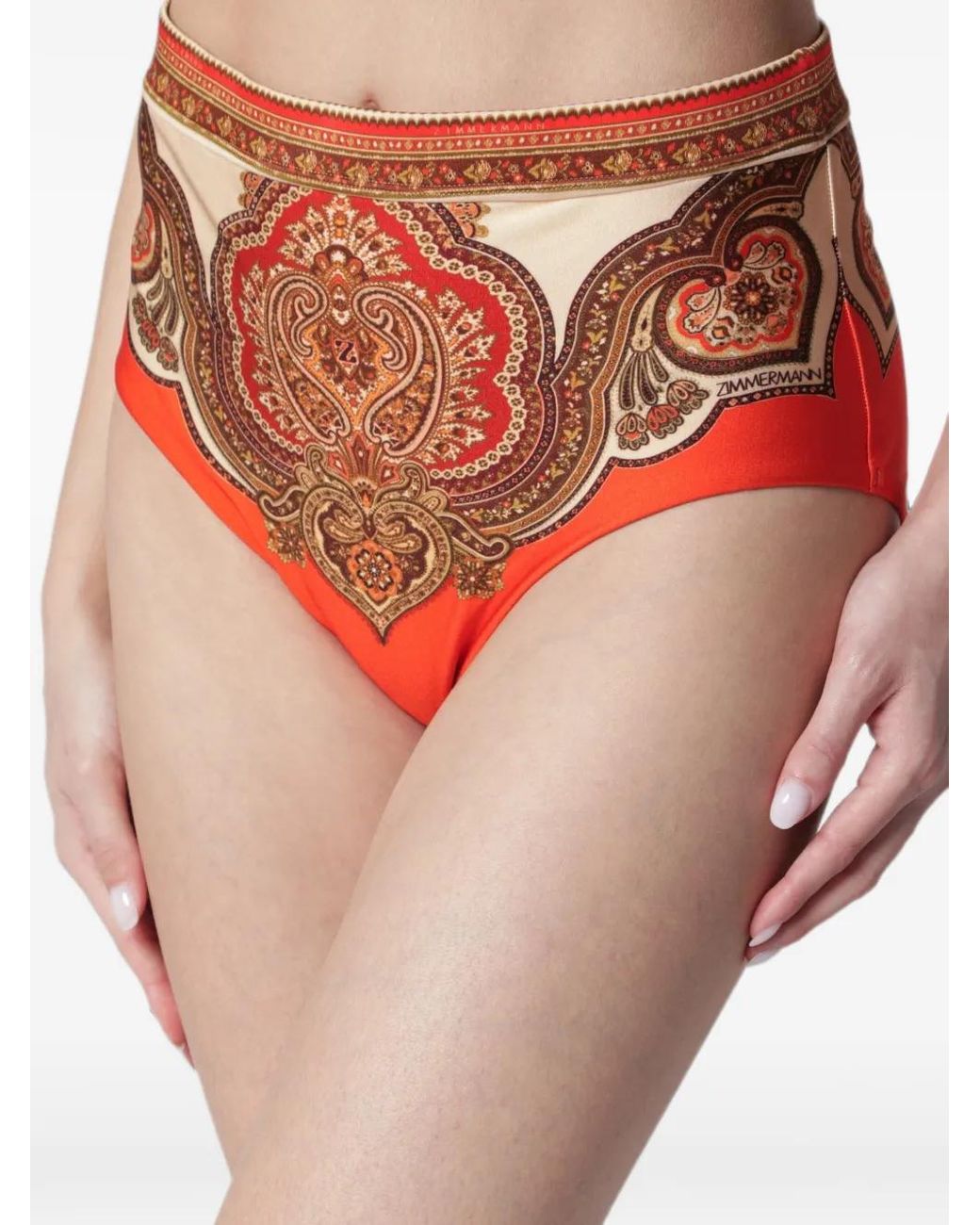 Zimmermann Orange Mahon High Waist Bikini Bottom
