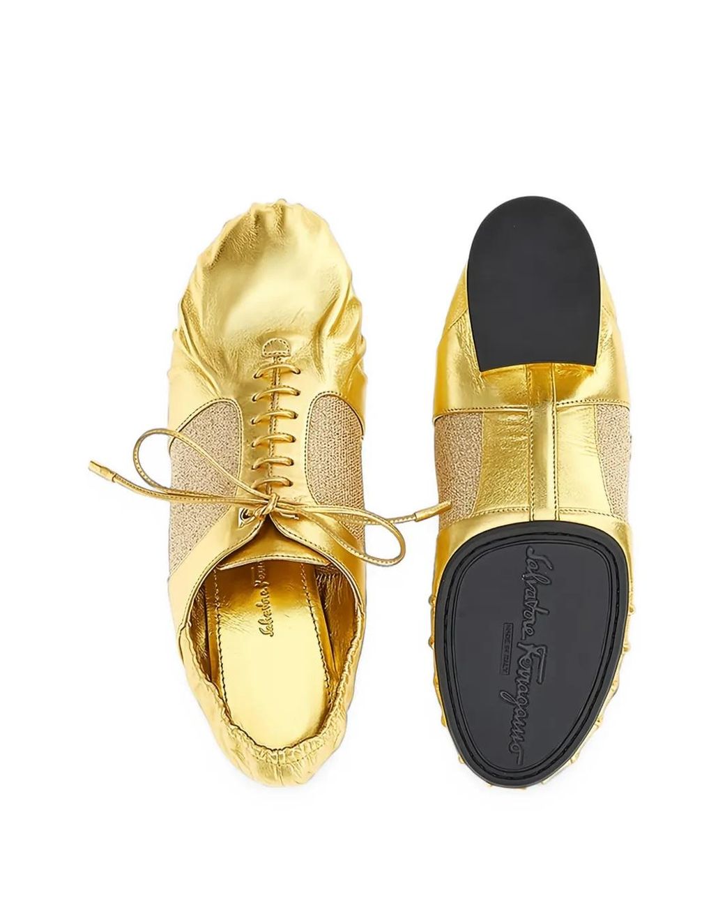 Ferragamo Lace-Up Metallic Oxford Shoes