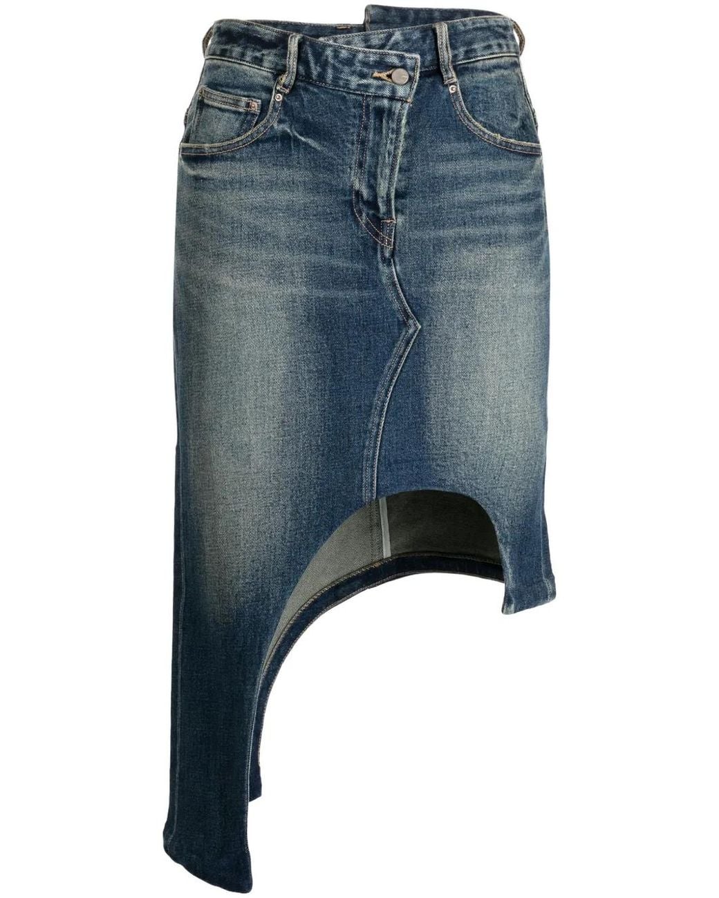 JNBY Blue Asymmetric-Design Denim Skirt