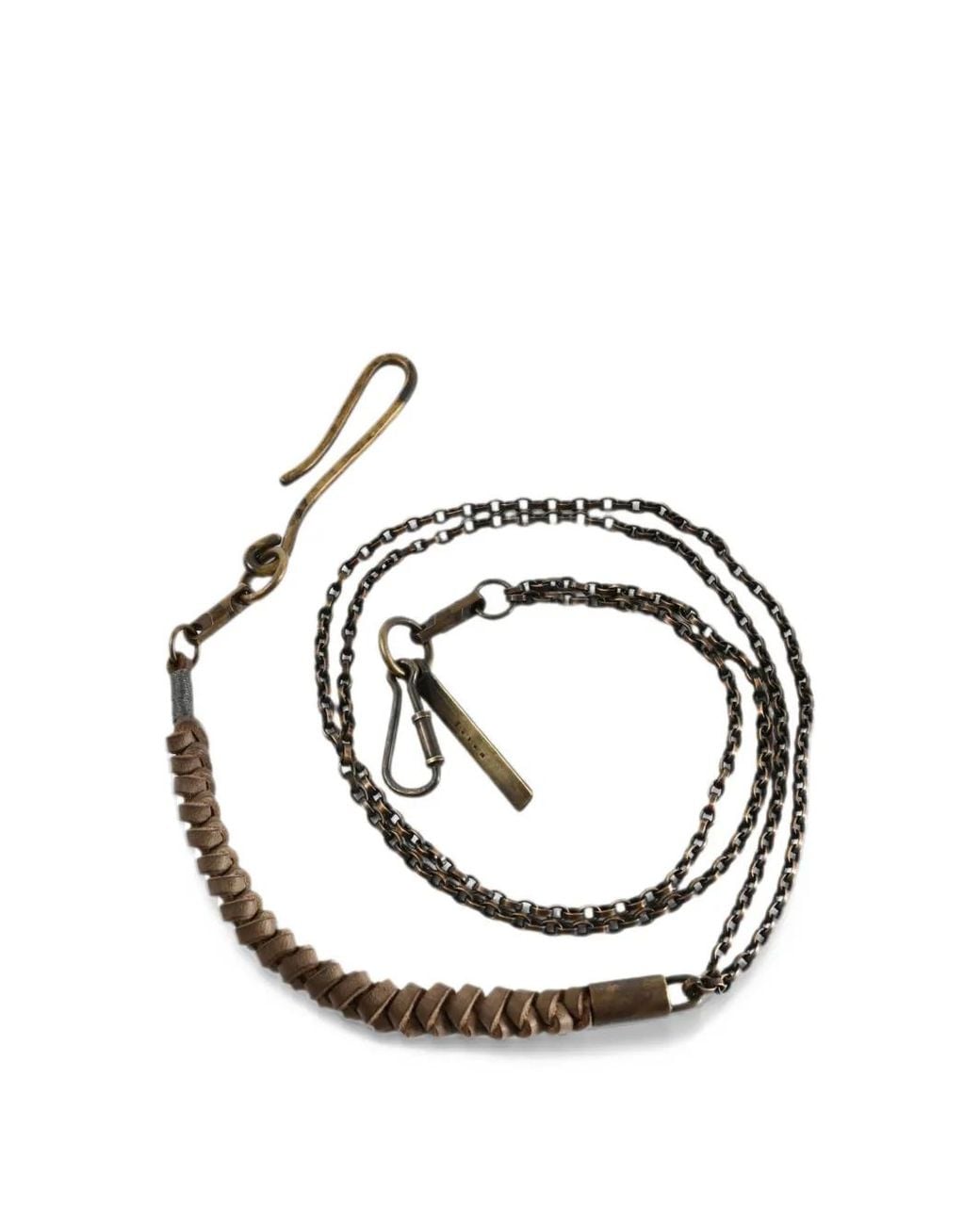 Ziggy Chen White Braided Leather Chain Wallet Strap for men