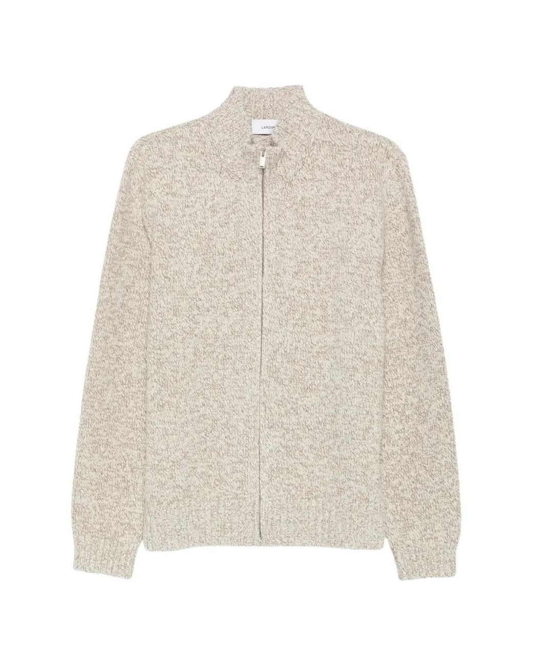 Lardini White Pull Zippé En Maille Chinée for men