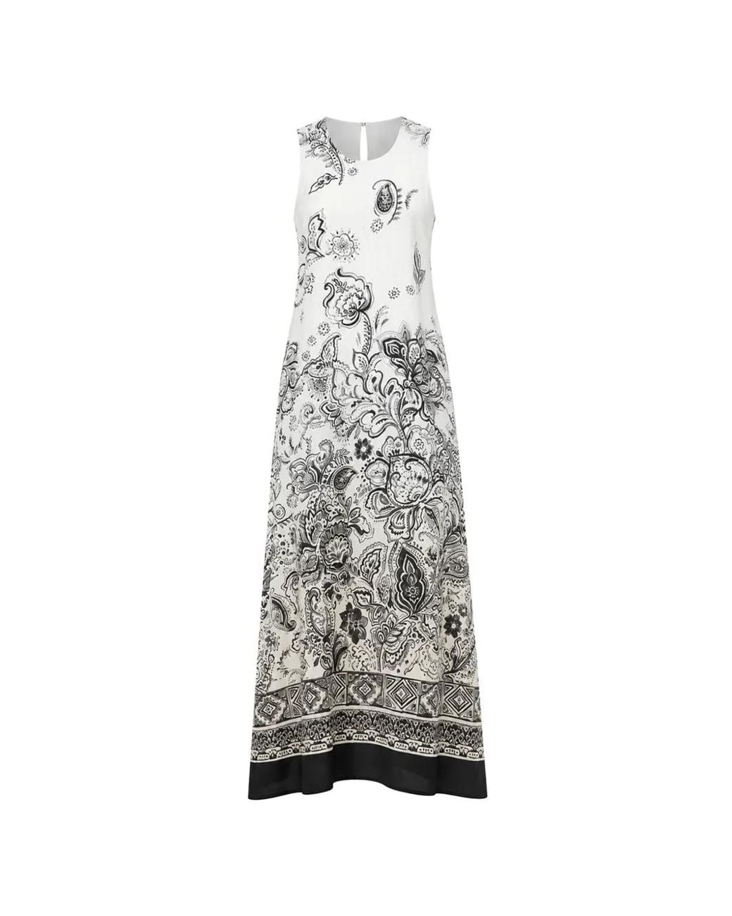 Kaos White Paisley-Print Sleeveless Midi Dress