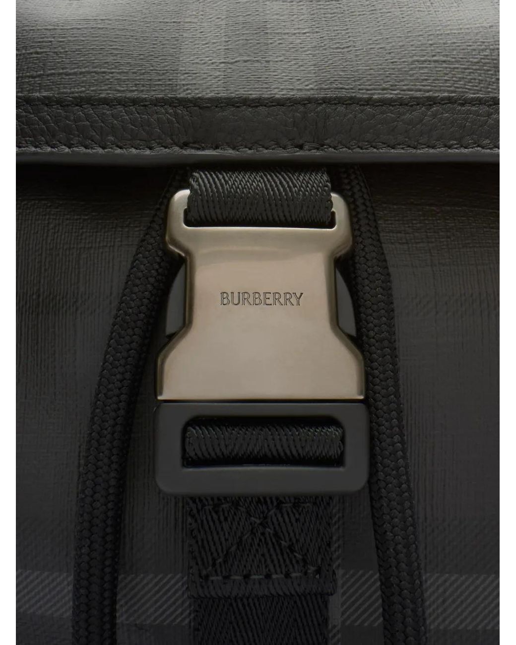 Burberry Black City Check Clip Backpack for men