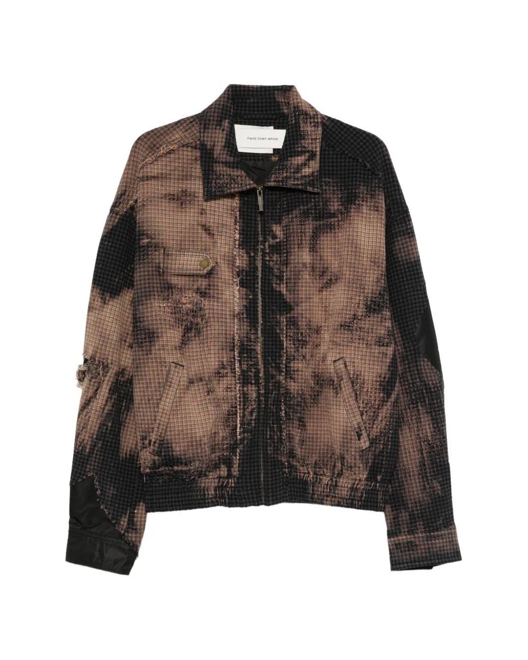 Feng Chen Wang Brown Tie-Dye Distressed Jacket for men