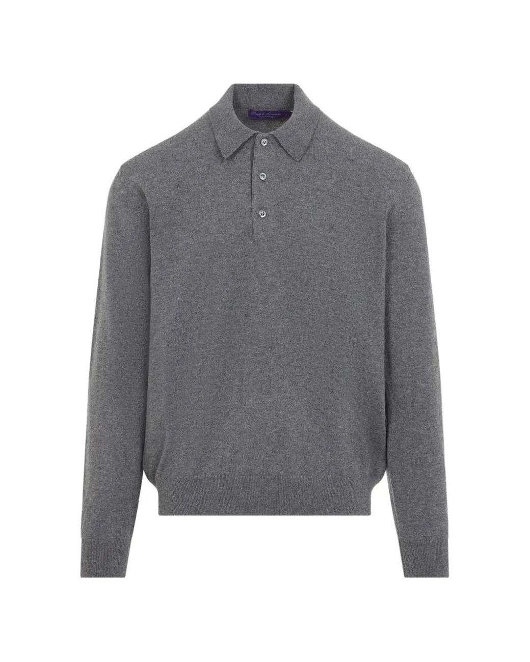 Ralph Lauren Gray Cashmere Polo Sweater for men