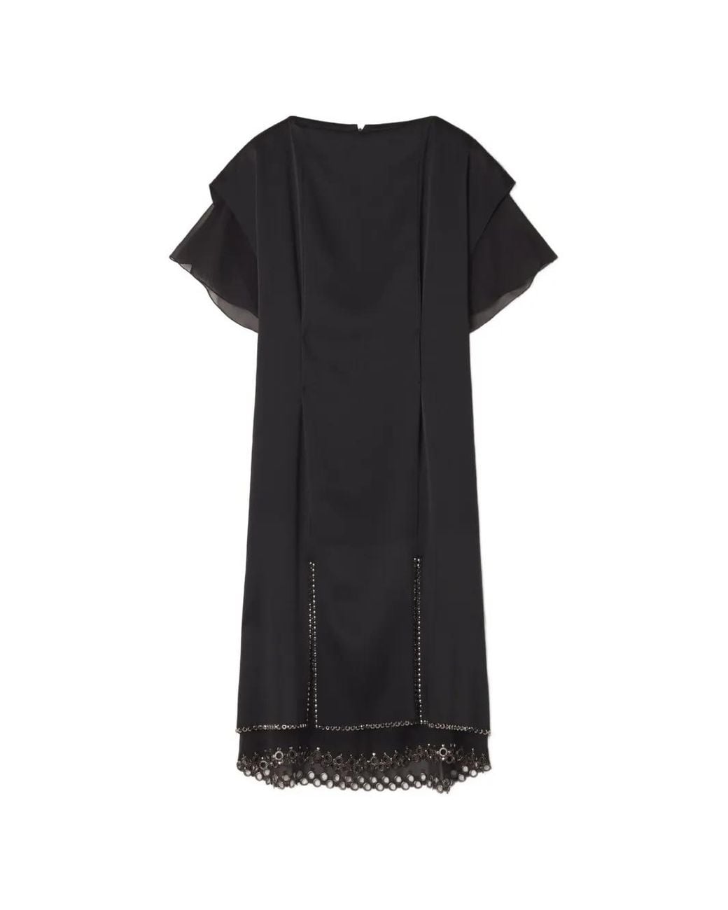 Lanvin Black Eyelet-Embroidered Grosgrain-Ribbon Dress