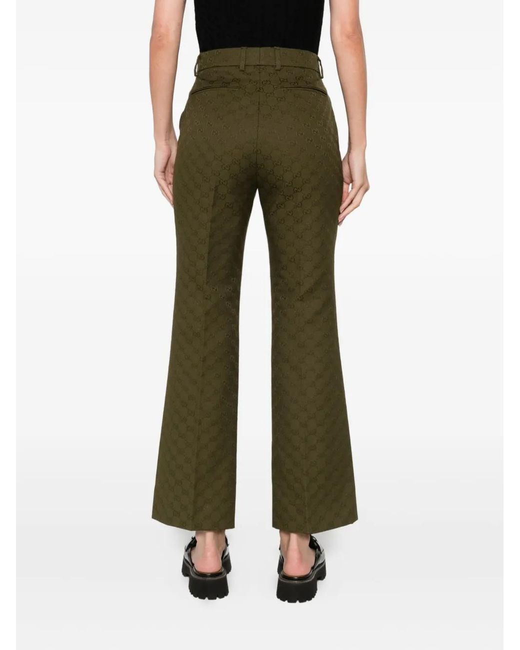 Gucci Green Gg Monogram Trousers