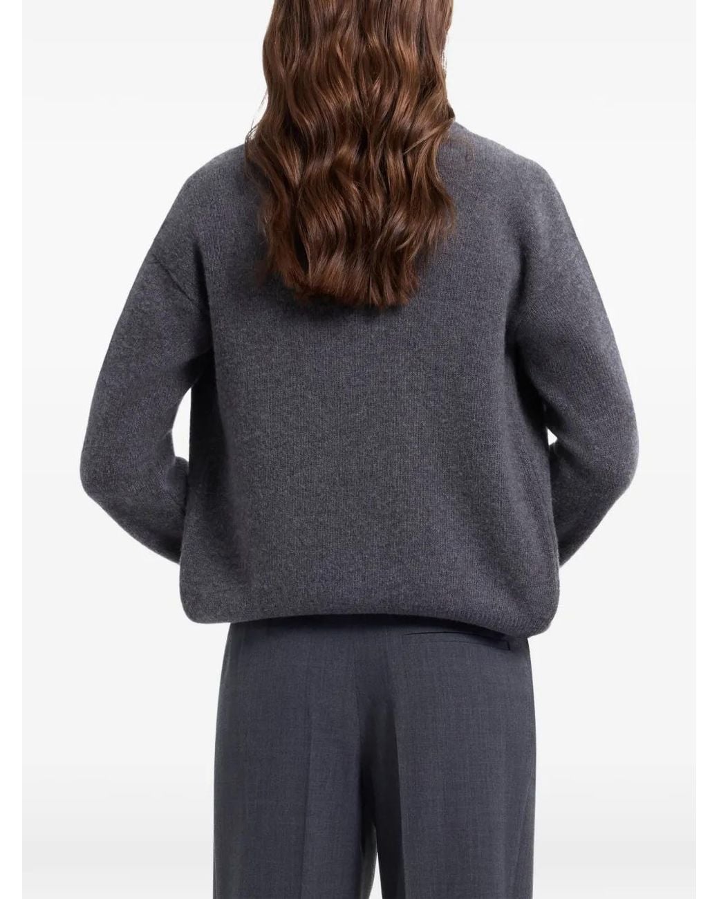 Elie Saab Gray Lace-Trim Knit Cardigan And Top Set