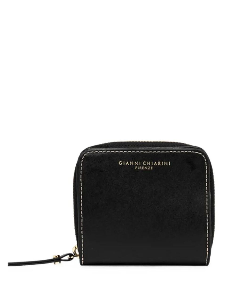 Gianni Chiarini Black Contrast-Stitch Leather Wallet