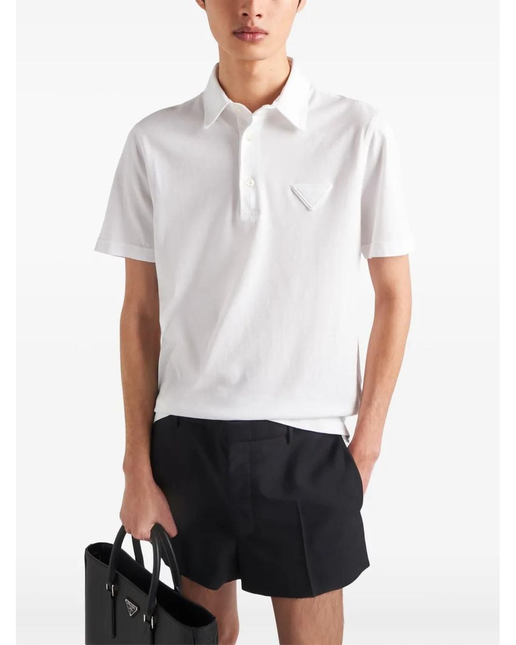 Prada Poloshirt Met Logopatch in het White voor heren