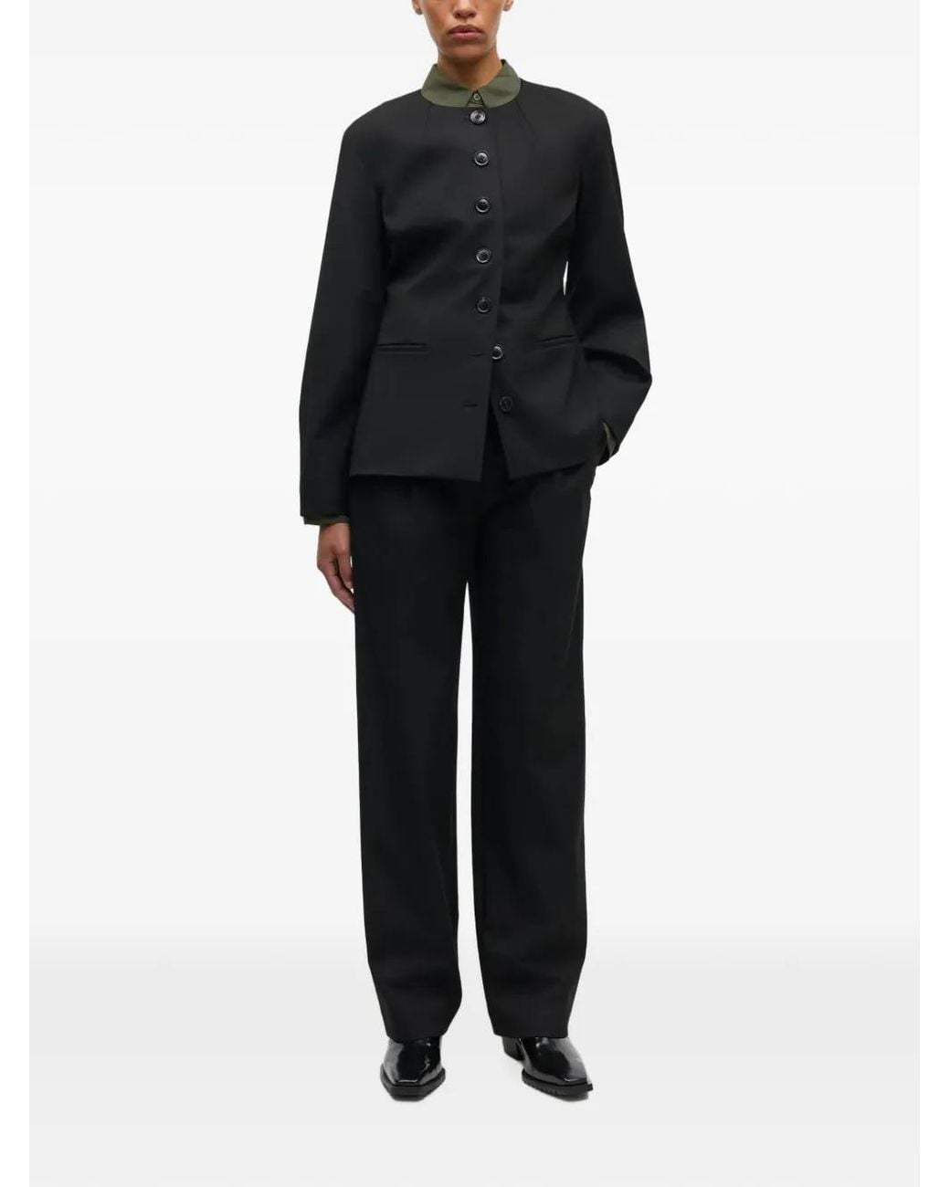 Samsøe & Samsøe Black Sarhino Button-Fastening Blazer