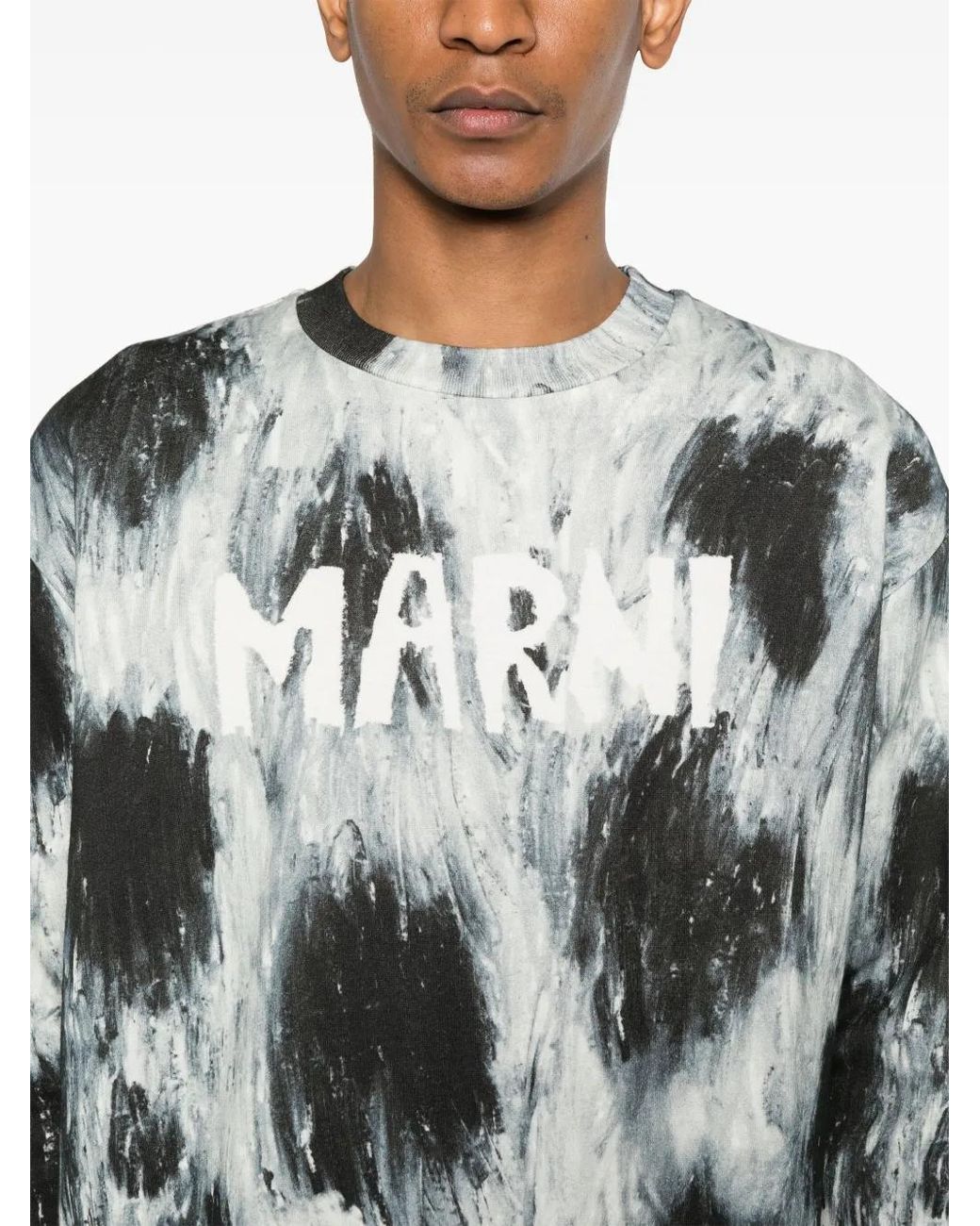 Marni Gray Scribble-Logo Sweatshirt for men