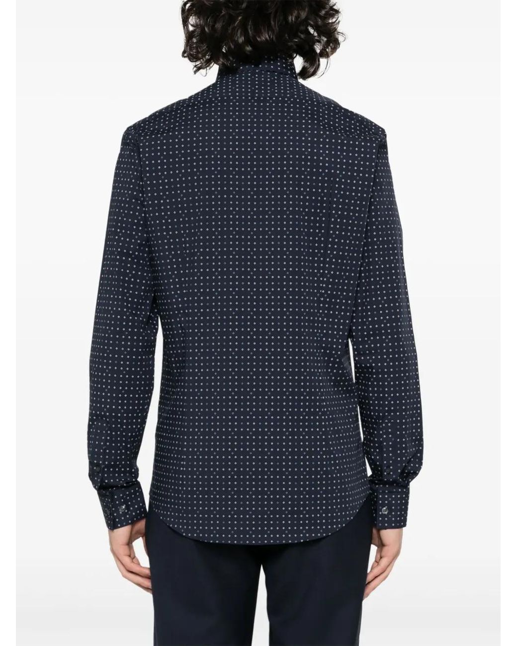 Calvin Klein Blue Geometric-Print Cotton Shirt for men