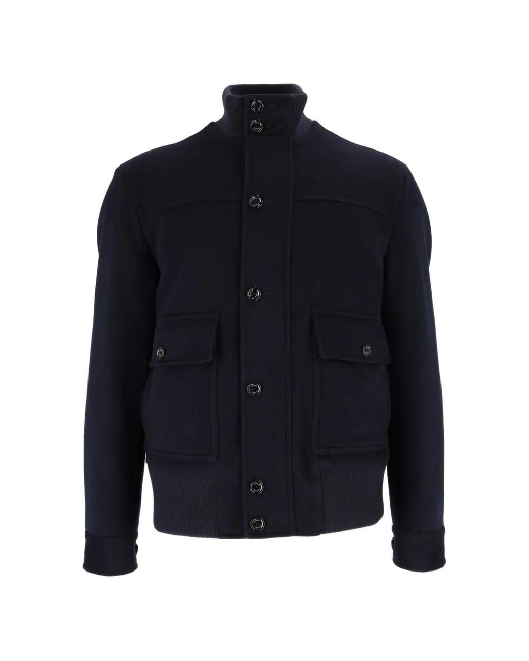Lardini Blue Button-Fastening Ribbed-Trim Jacket for men