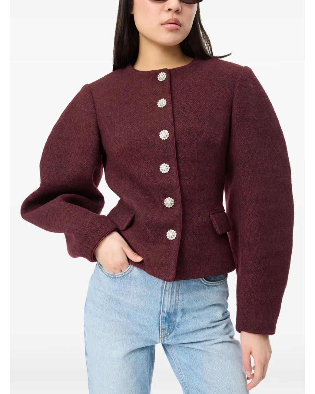 ROTATE BIRGER CHRISTENSEN Purple Cocoon Sleeved Jacket