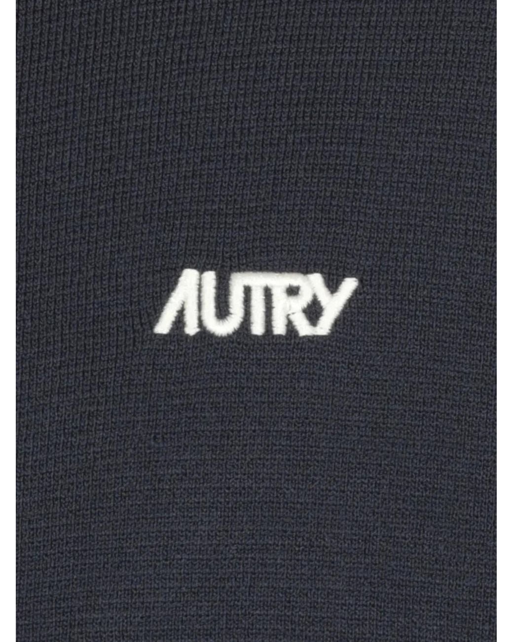 Autry Blue Stripe-Detail Zip-Up Cardigan for men