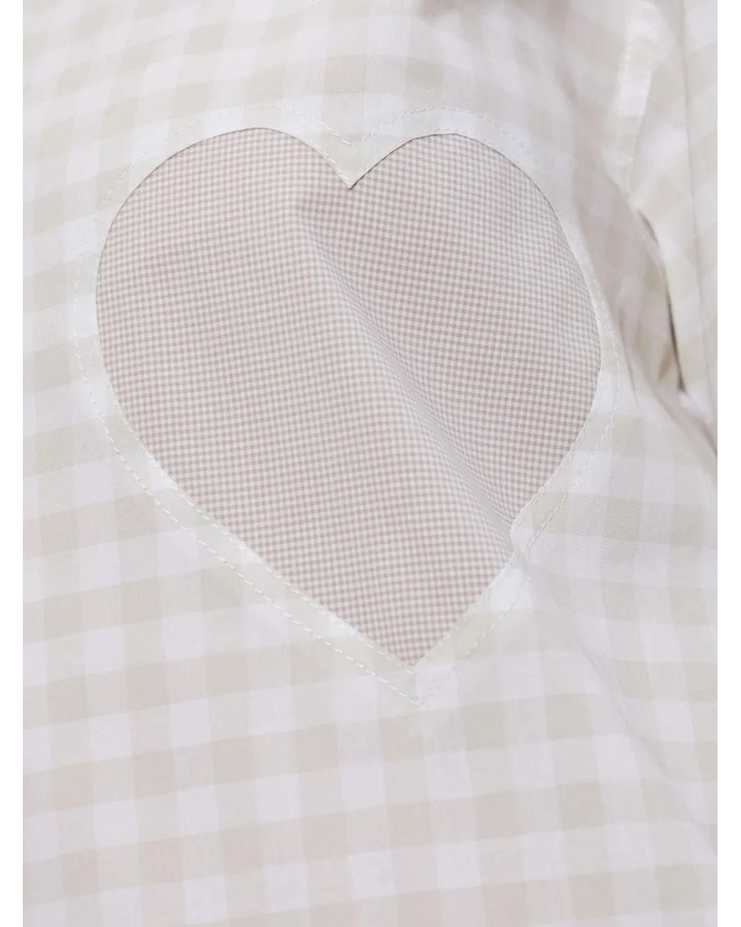 Moschino White Heart-Motif Check-Pattern Shirt