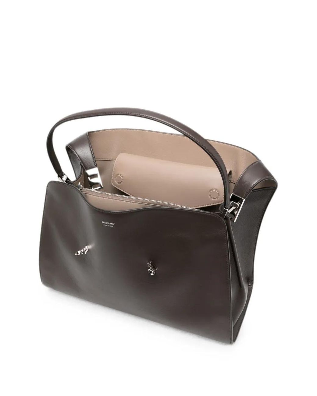 Ferragamo Black Hug Soft Bicolor Shoulder Bag (L)