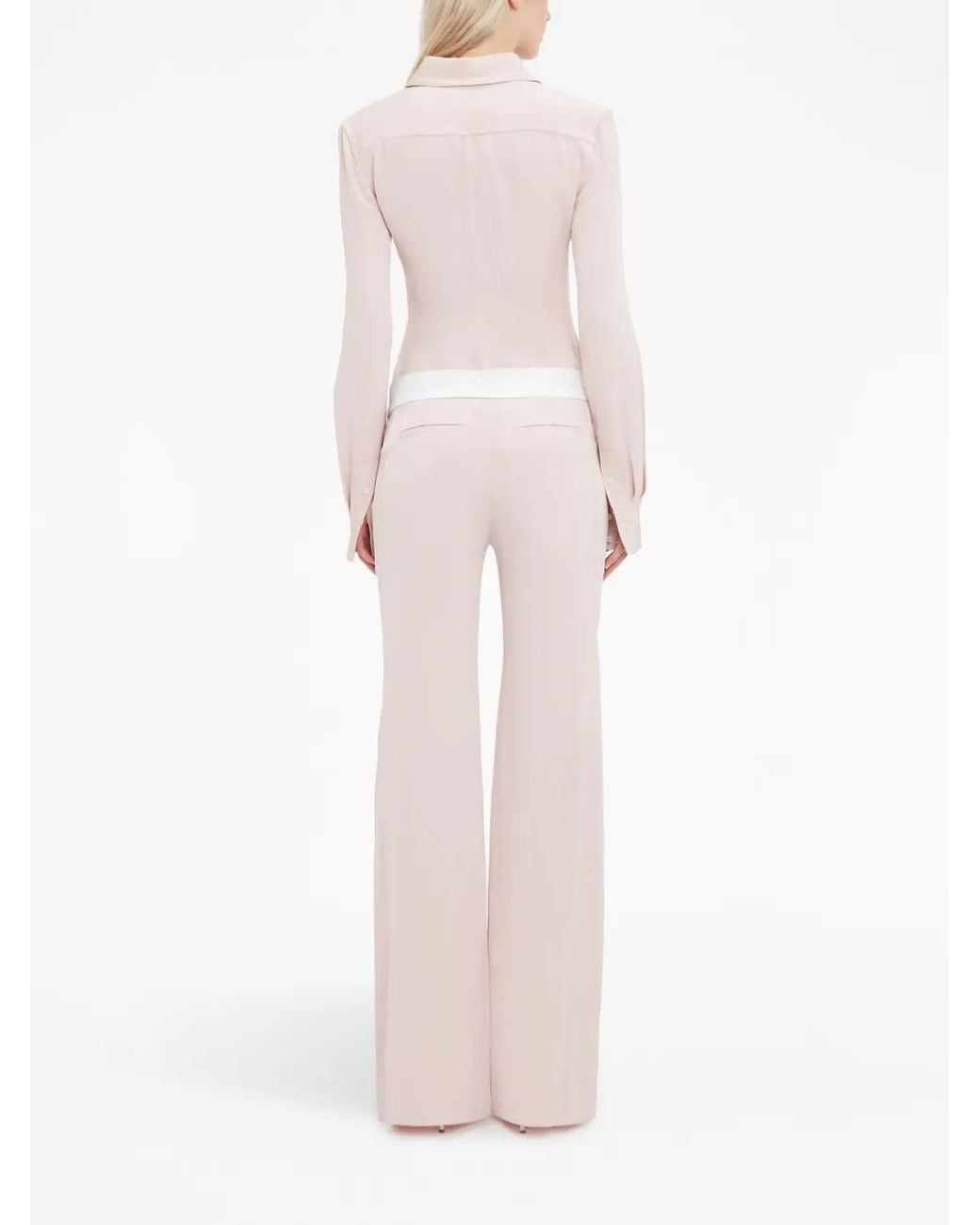 Victoria Beckham Pink Side-Panel Detail Flared Trousers