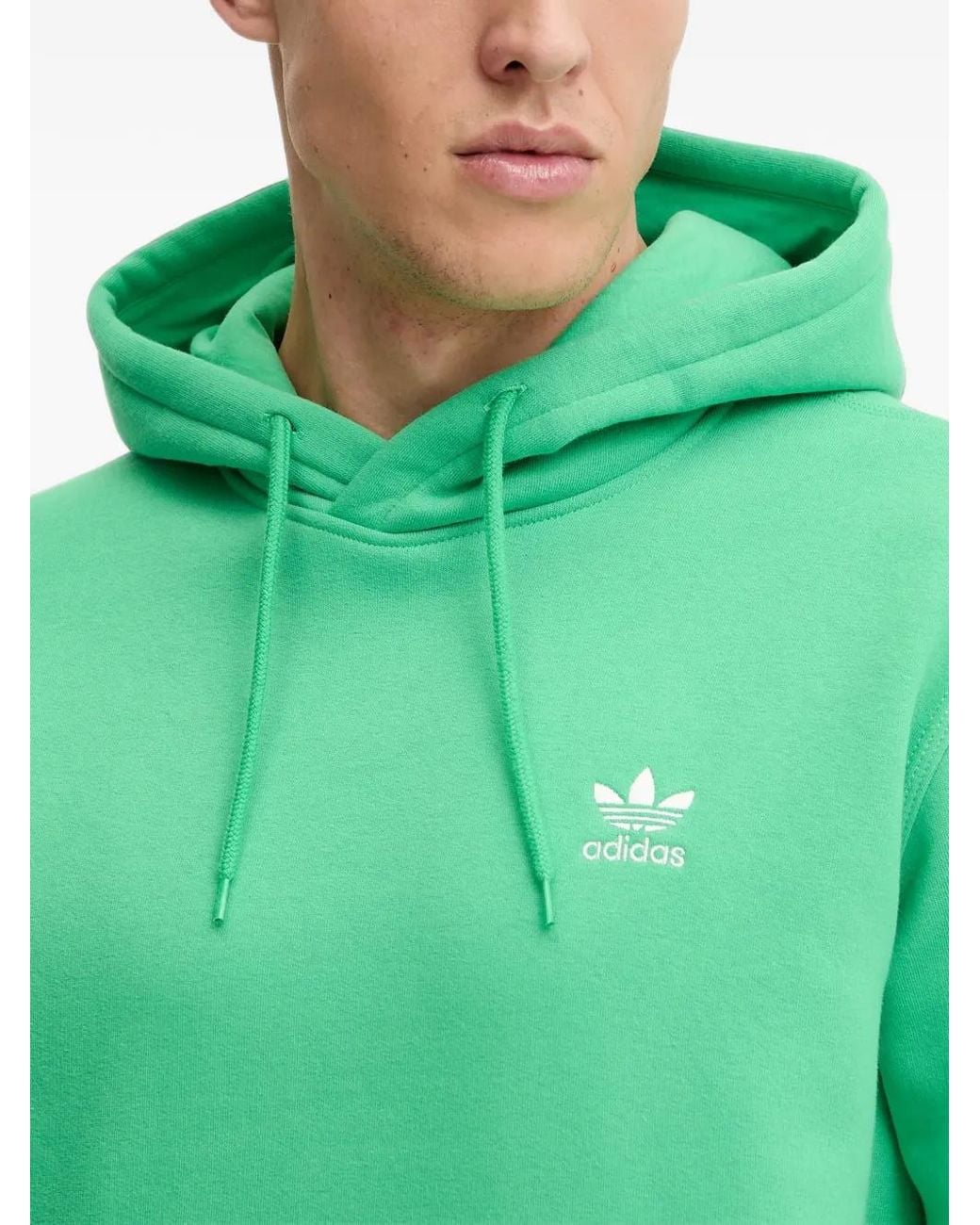 Adidas Green Trefoil Cotton Hoodie for men
