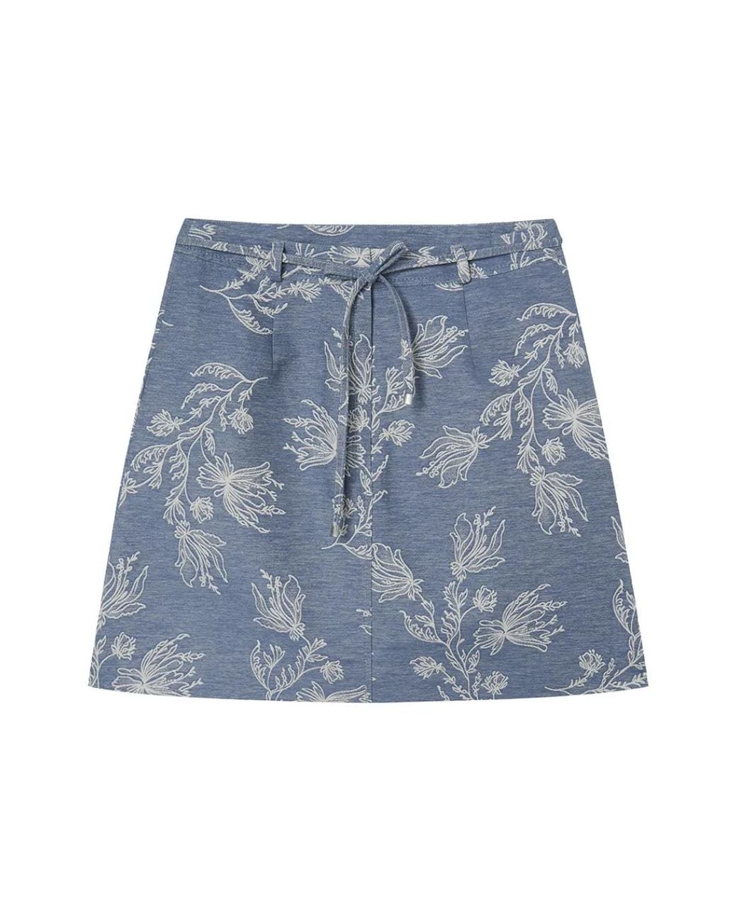 Ports 1961 Blue Floral A-Line Mini Skirt