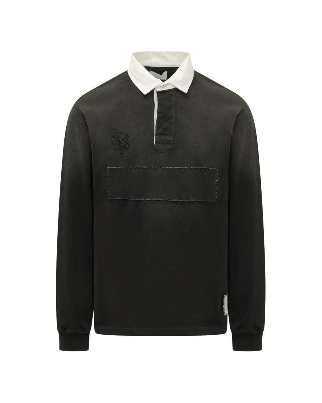 Woc Black Auckland Collared Long-Sleeve Polo Shirt for men